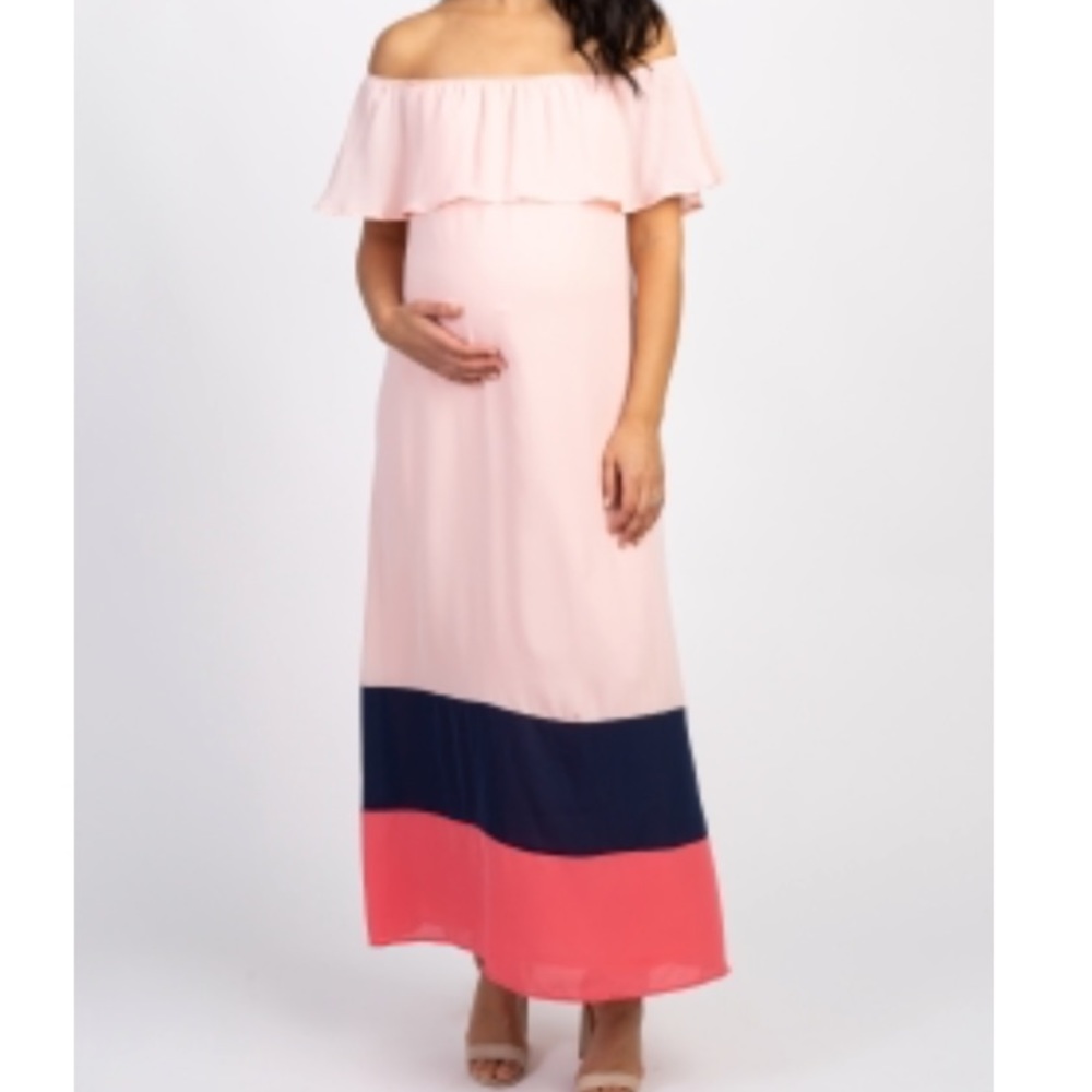 NWT Pink Blush Off Shoulder Maternity Dress